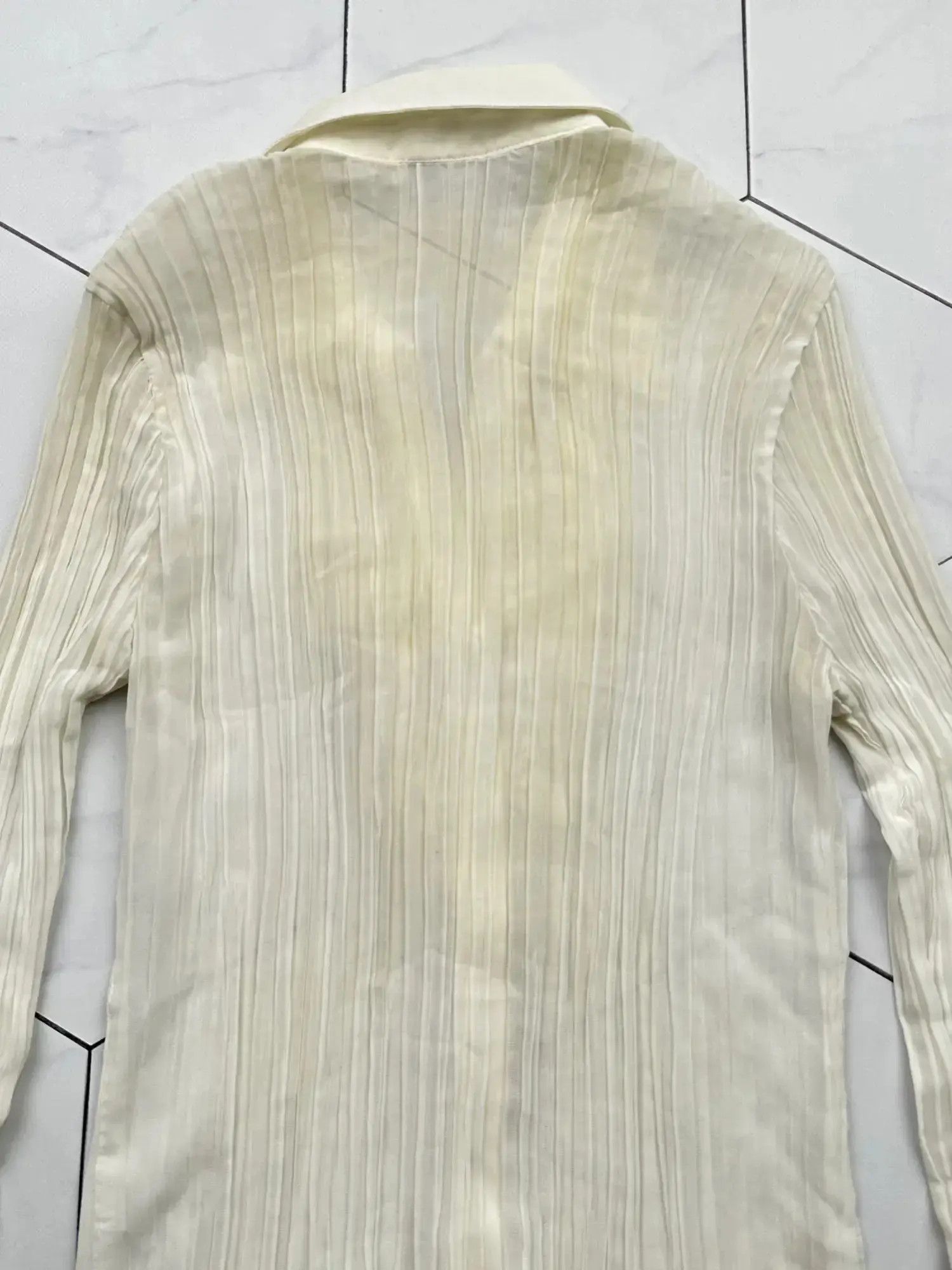 Japanese Brand Vintage Mesh Plisse Blouse (B534)E2 Size S / US 4 / IT 40 - 7 Thumbnail
