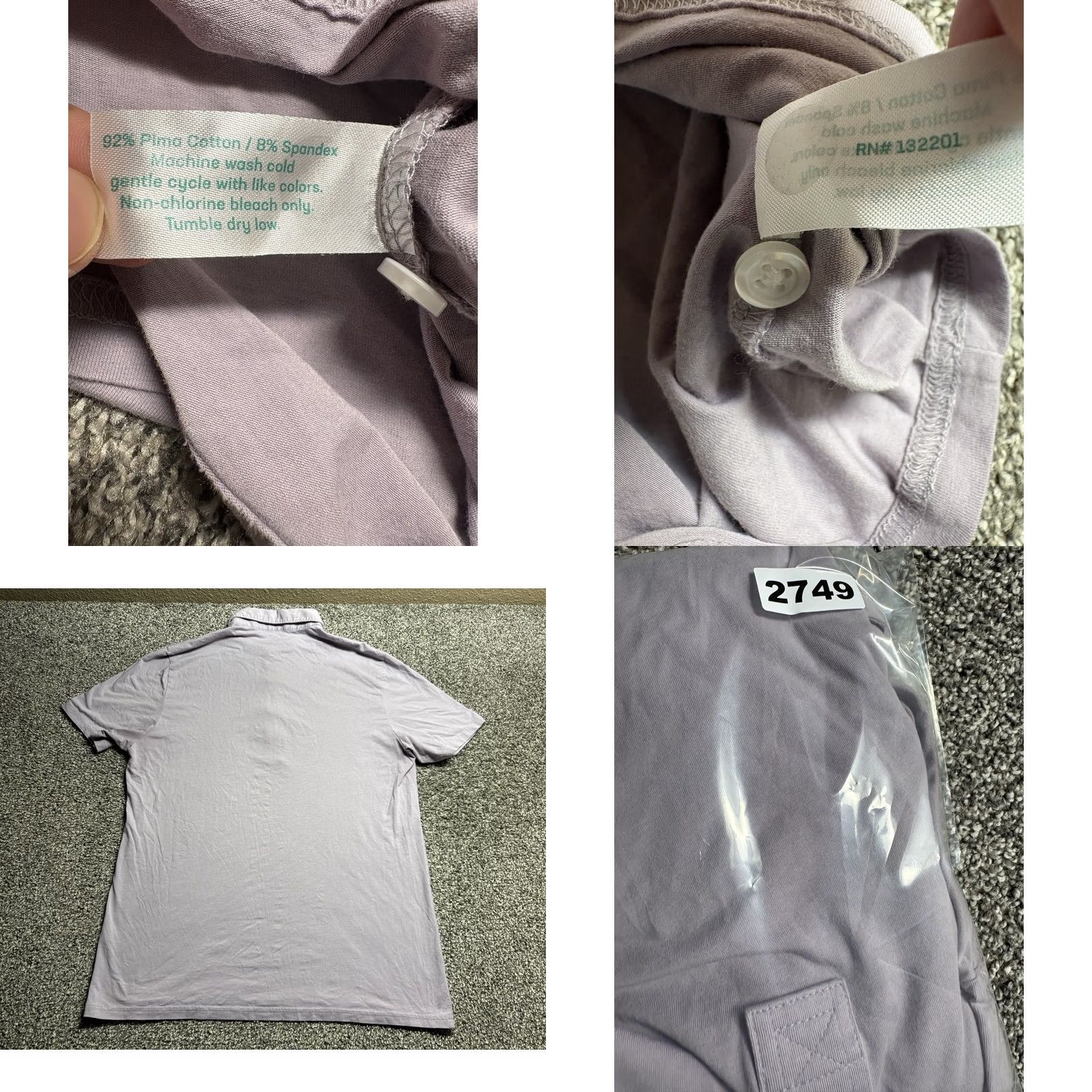 Vintage Criquet Polo Shirt Mens XL Purple Lavender Short Sleeve Slim Fit Stretch Golf Shirt Size US XL / EU 56 / 4 - 8 Thumbnail