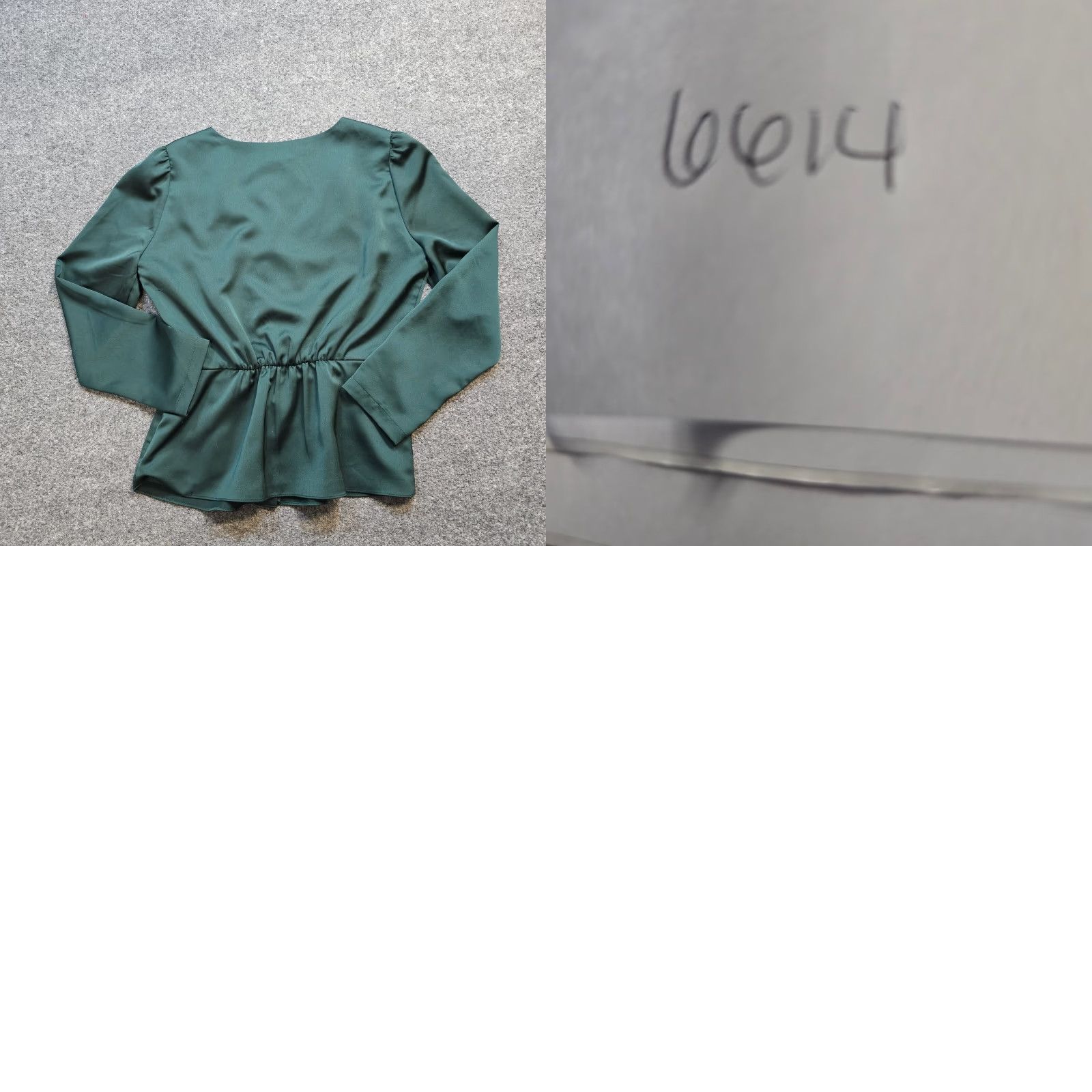 J.Crew J.CREW Blouse Women's Size 4 Green Satin Peplum V-Neck Long Sleeve Holiday Classic Satin Blouse, Green, 4, Regular, Women, J.CREW Size S / US 4 / IT 40 - 8 Thumbnail
