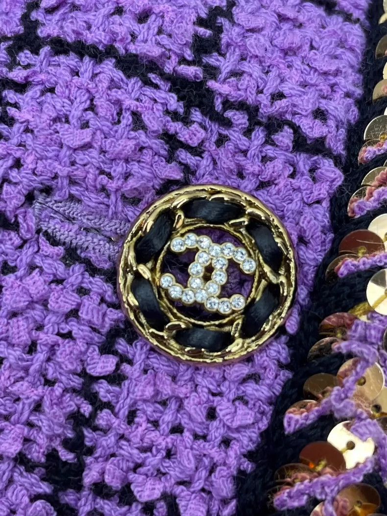 Chanel Chanel 22S purple plaid sequin slit jacket 2504-Nextarrow Size XS / US 0-2 / IT 36-38 - 5 Thumbnail