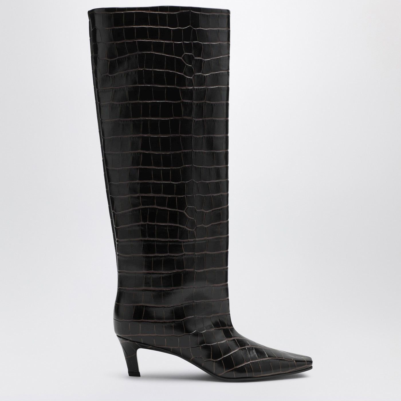 Toteme Toteme Brown Boots In Crocodile-Print Leather Size US 11 / IT 41 - 1 Thumbnail