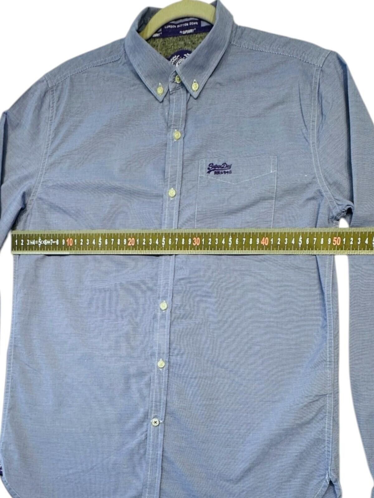 Superdry SuperDry Shirt Men's UK Size L Blue Pinstripe Embroidered Size 42R - 11 Thumbnail