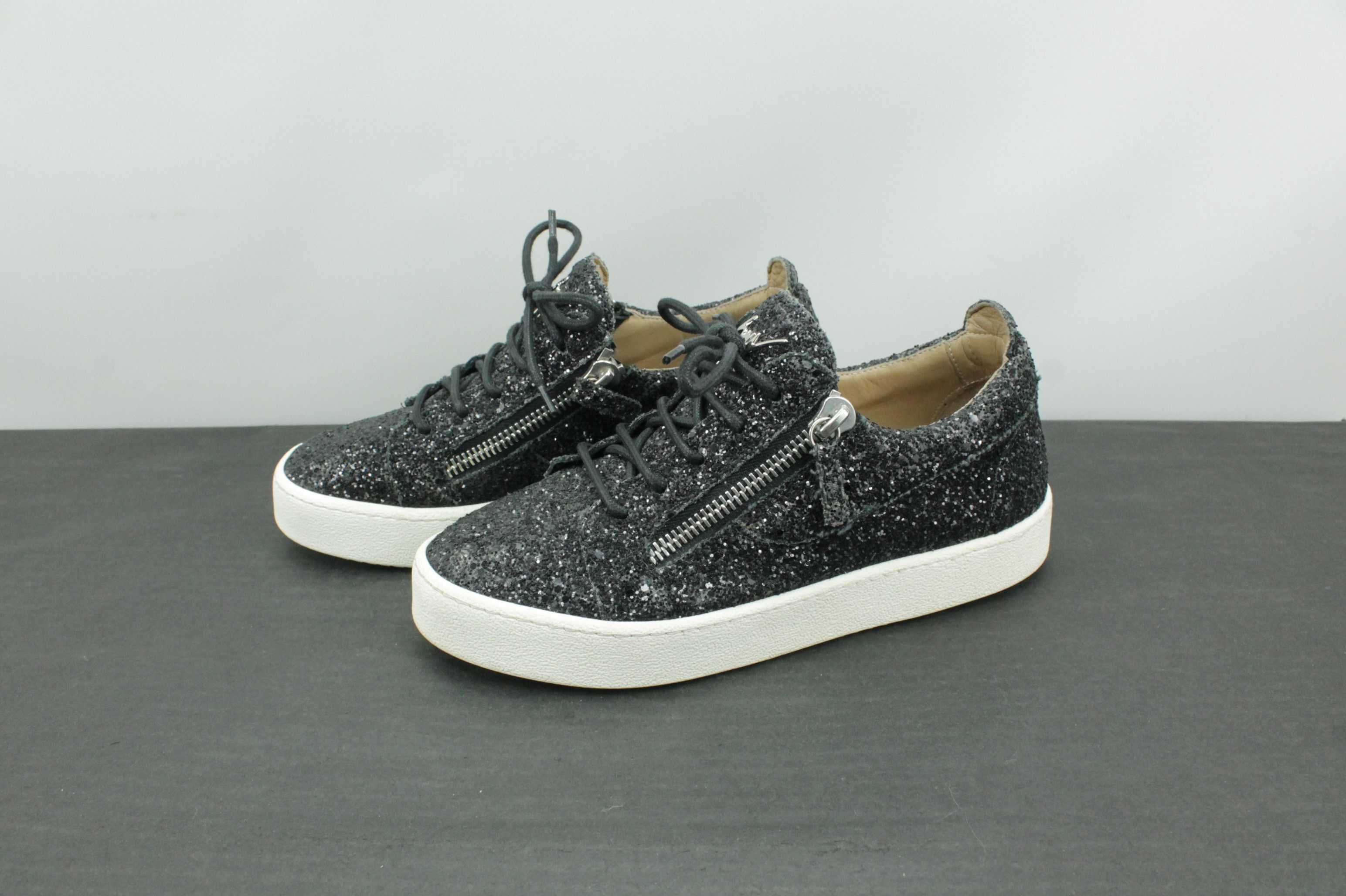Giuseppe Zanotti Giuseppe Zanotti Frankie Glitter Black Low Top Sneakers Size US 9.5 / IT 39.5 - 3 Thumbnail