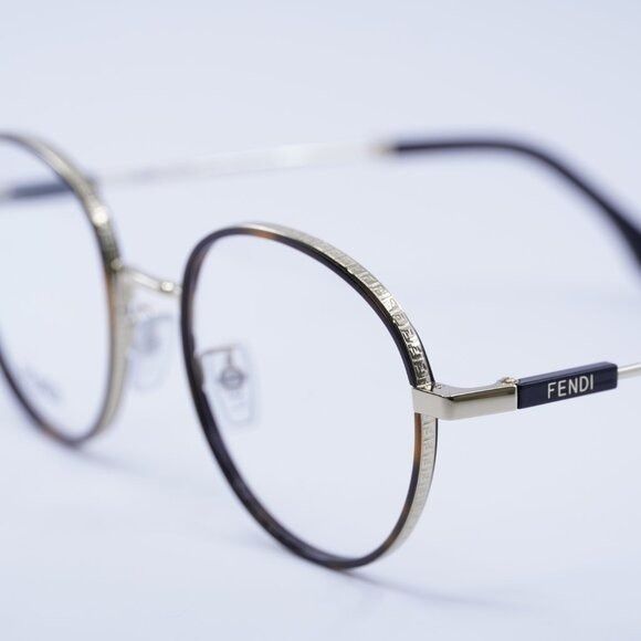 Fendi Fendi FE50052U 032 Eyeglasses Havana/Gold 51mm Round Frame Size ONE SIZE - 2 Thumbnail