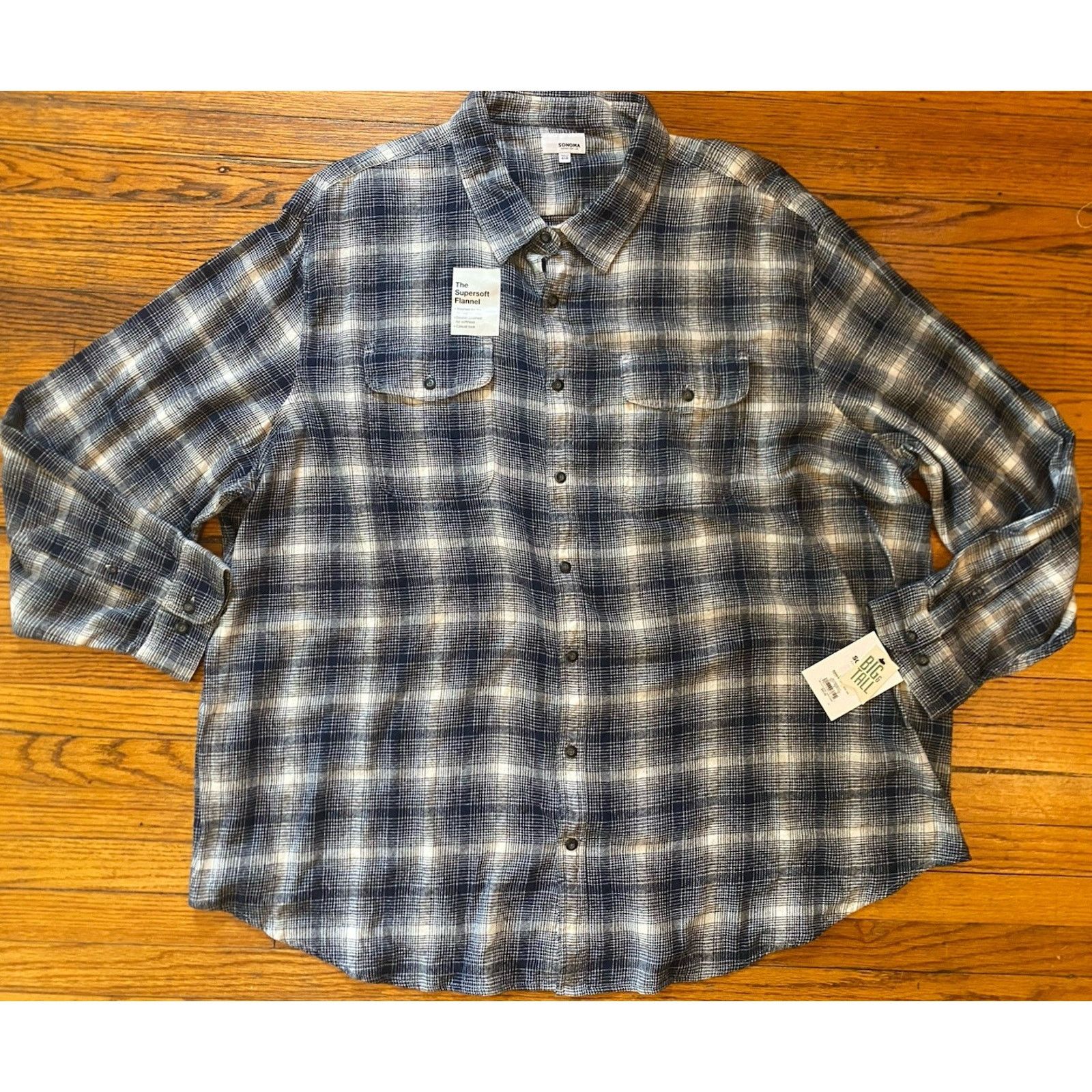 Sonoma NWT Sonoma Supersoft Flannel Button Up Shirt Men’s 4XB $40 Size US XXL / EU 58 / 5 - 1 Thumbnail