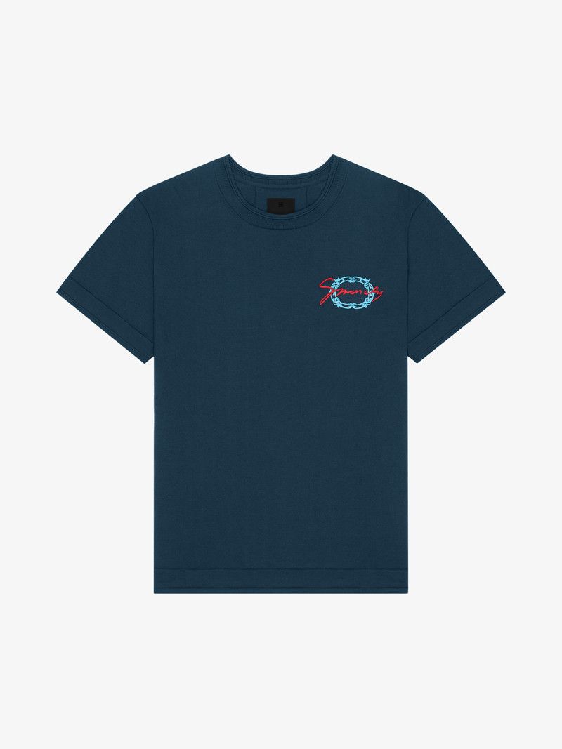 Givenchy o1w1db10326 Fully-Fashion Knitted T-Shirt in Blue Size US M / EU 48-50 / 2 - 1 Thumbnail