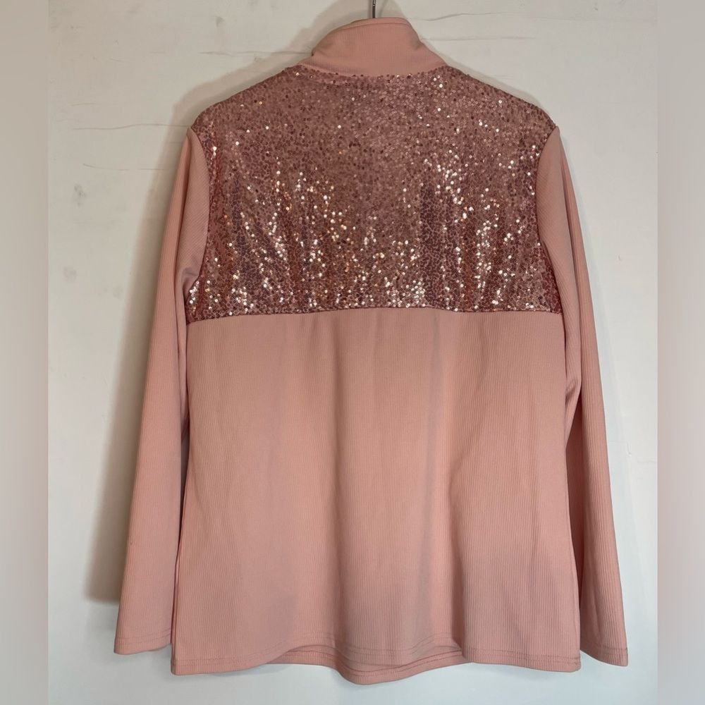 Other XL Sequined Pink Half Zip Pull Over Sweater Size XL / US 12-14 / IT 48-50 - 2 Thumbnail