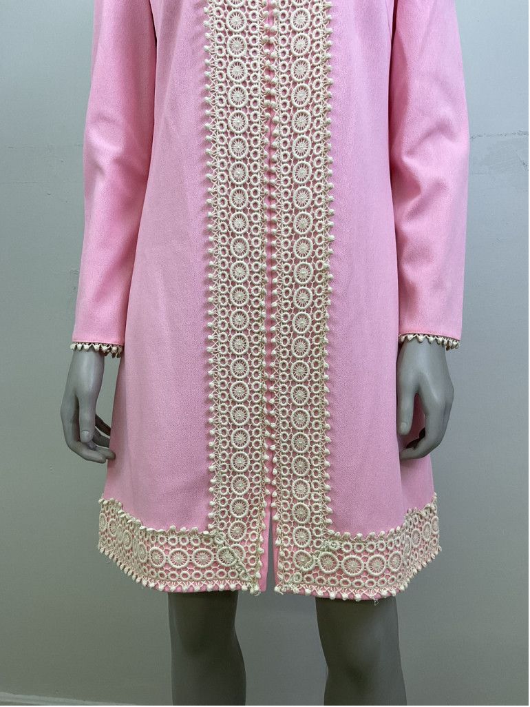 Vintage 1960’s Long Sleeve Pastel Pink Vintage Womens Shift Dress Size M / US 6-8 / IT 42-44 - 8 Thumbnail