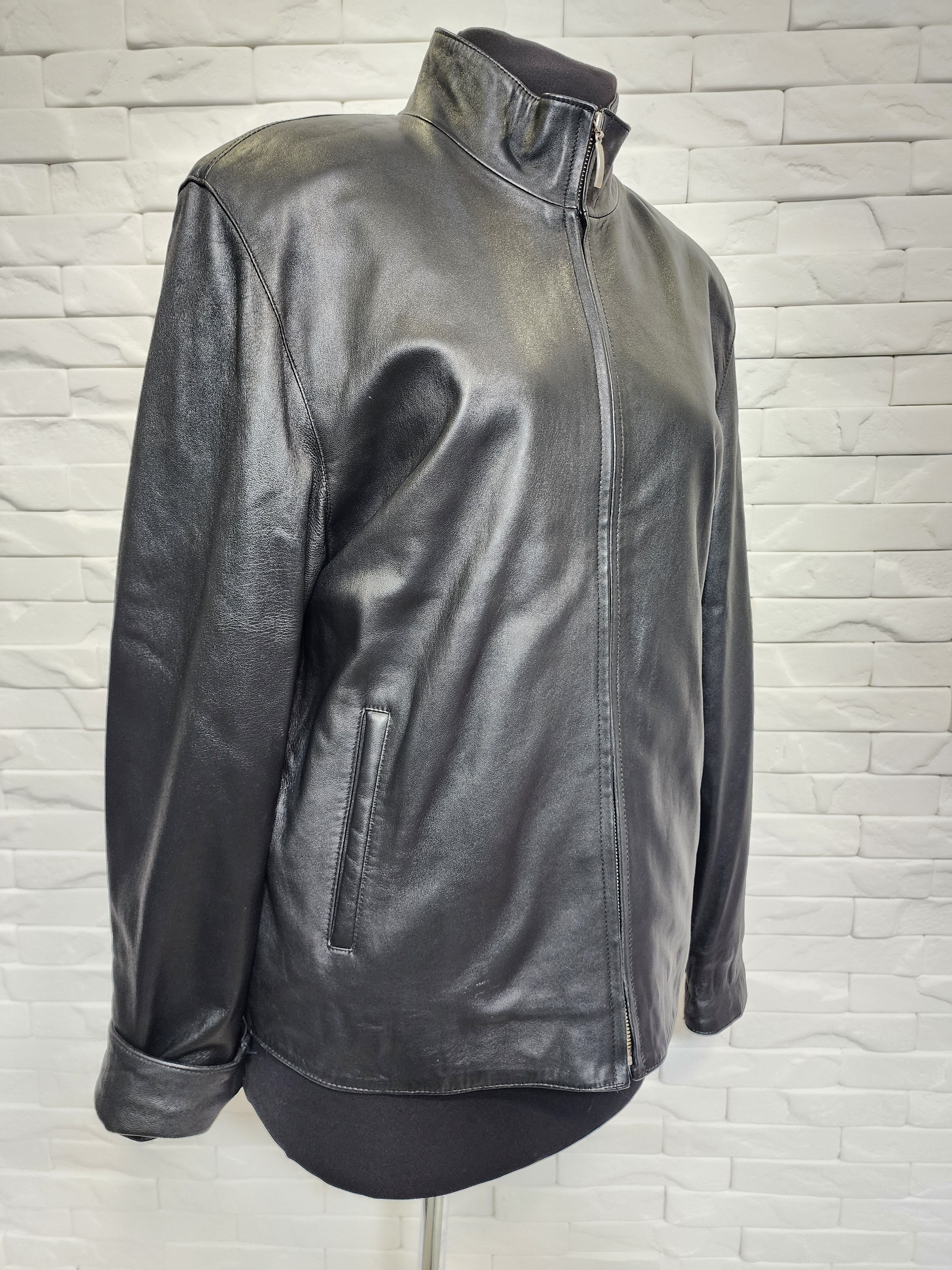 Genuine Leather Black Genuine Leather Jacket: Men's Zippered Style Size US L / EU 52-54 / 3 - 3 Thumbnail