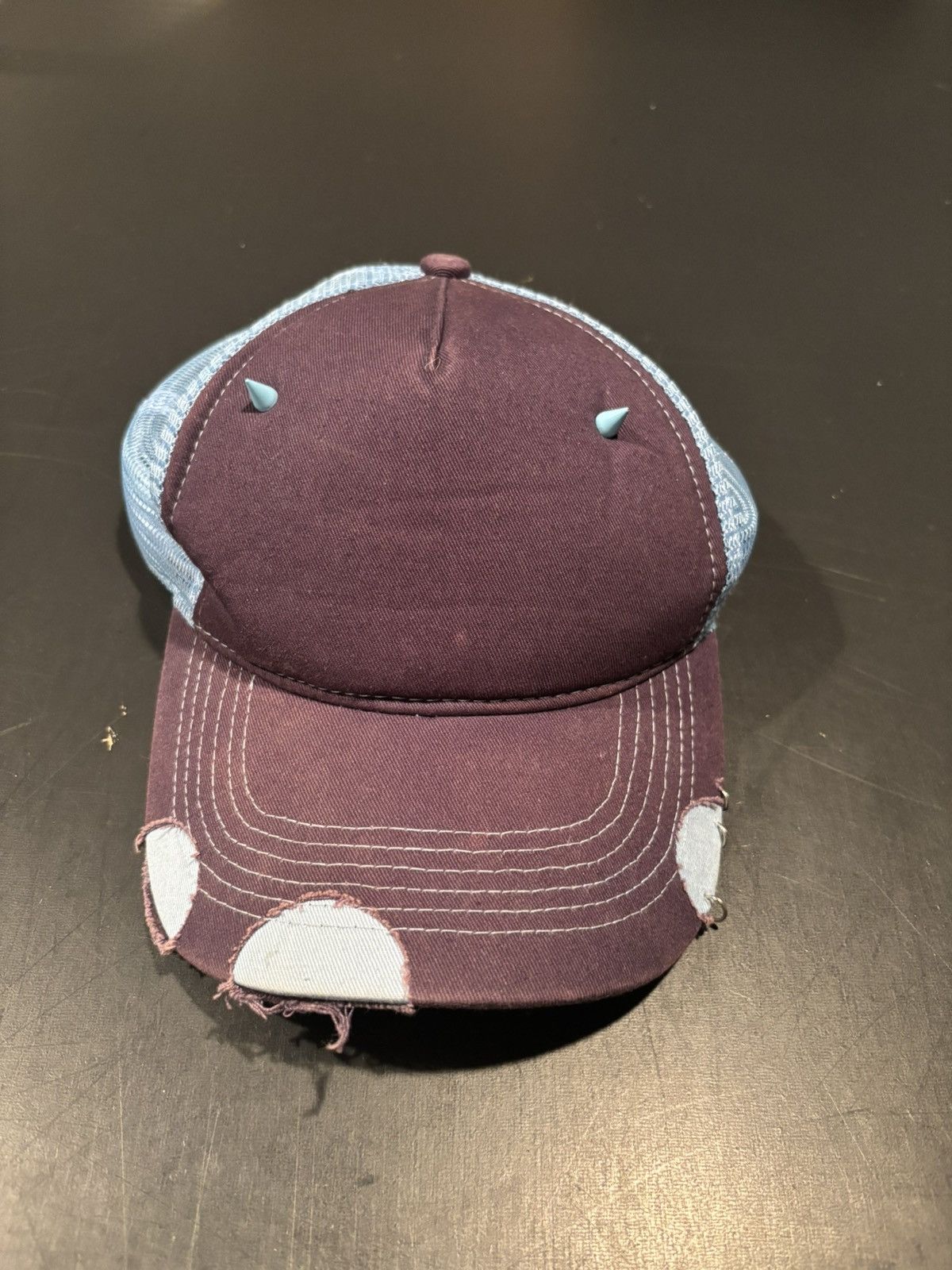 Other Distressed Punk Rock Style Blue Custom Trucker Hat Size ONE SIZE - 1 Thumbnail