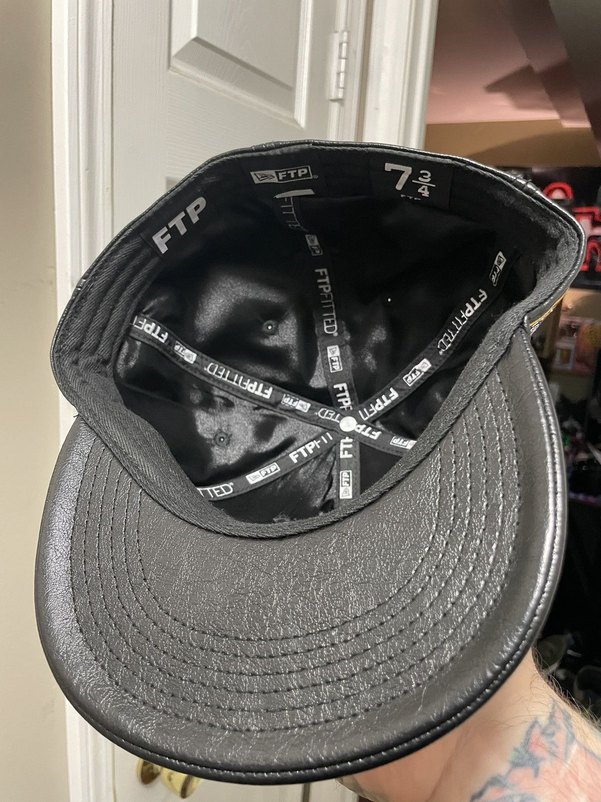 Fuck The Population Ftp leather fitted hat Size ONE SIZE - 6 Thumbnail