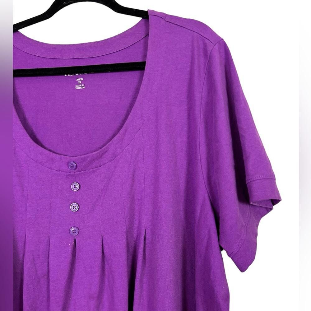 Designer Roaman’s l Two-Pocket Soft Knit Tunic Purple 1X Size XL / US 12-14 / IT 48-50 - 3 Thumbnail
