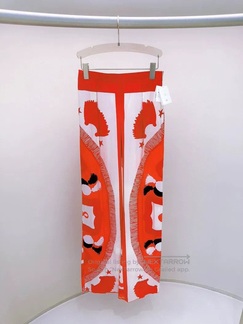 Hermes Hermes Red silk suit pants Size XS / US 0-2 / IT 36-38 - 2 Thumbnail
