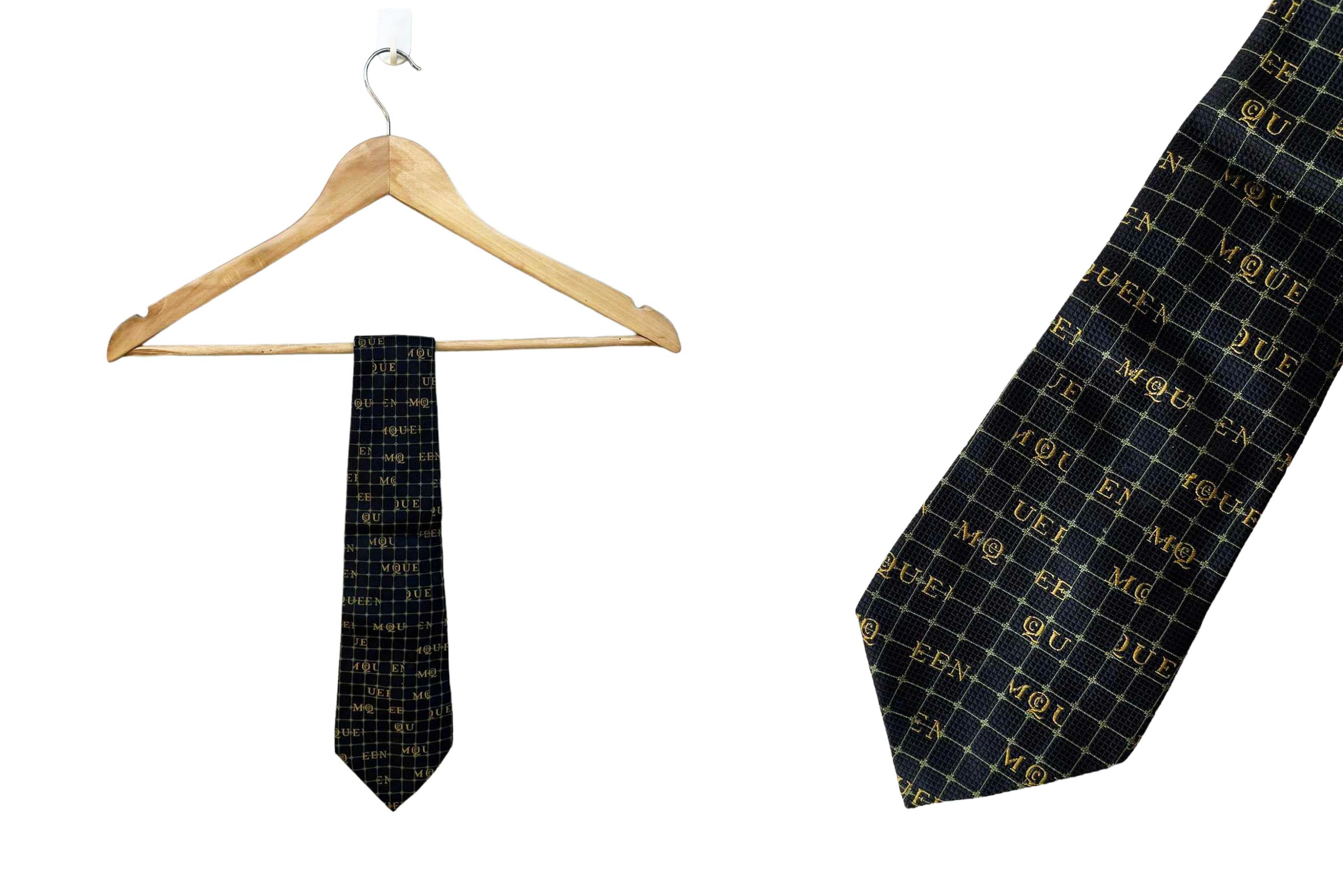 Alexander McQueen ALEXANDER MCQUEEN Monogrammed logo printed silk Necktie Size ONE SIZE - 9 Thumbnail