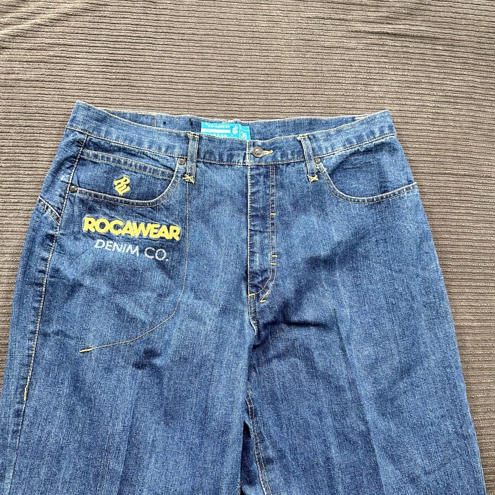 Rocawear Rocawear Jeans Men 38/32.5 Blue Cotton Denim Baggy Straight Relaxed Regular 90s Theme Mens Jeans Size US 38 / EU 54 - 7 Thumbnail