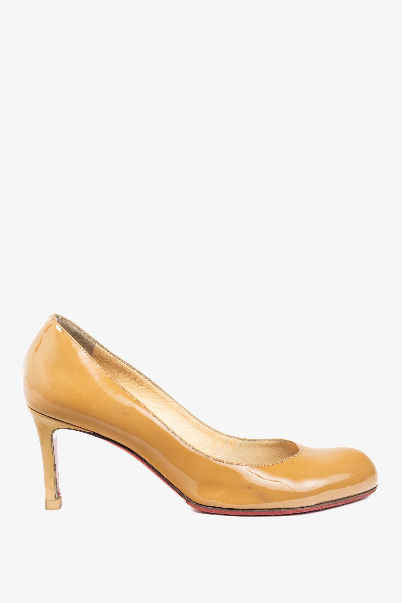 Christian Louboutin Christian Louboutin Simple 70 Camel Patent Leather Pumps Size US 5.5 / IT 35.5 - 1 Thumbnail