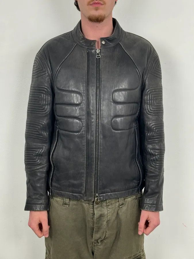 Hugo Boss Hugo Boss Dark Grey Leather Blouson Padded Moto Jacket Size US L / EU 52-54 / 3 - 2 Thumbnail