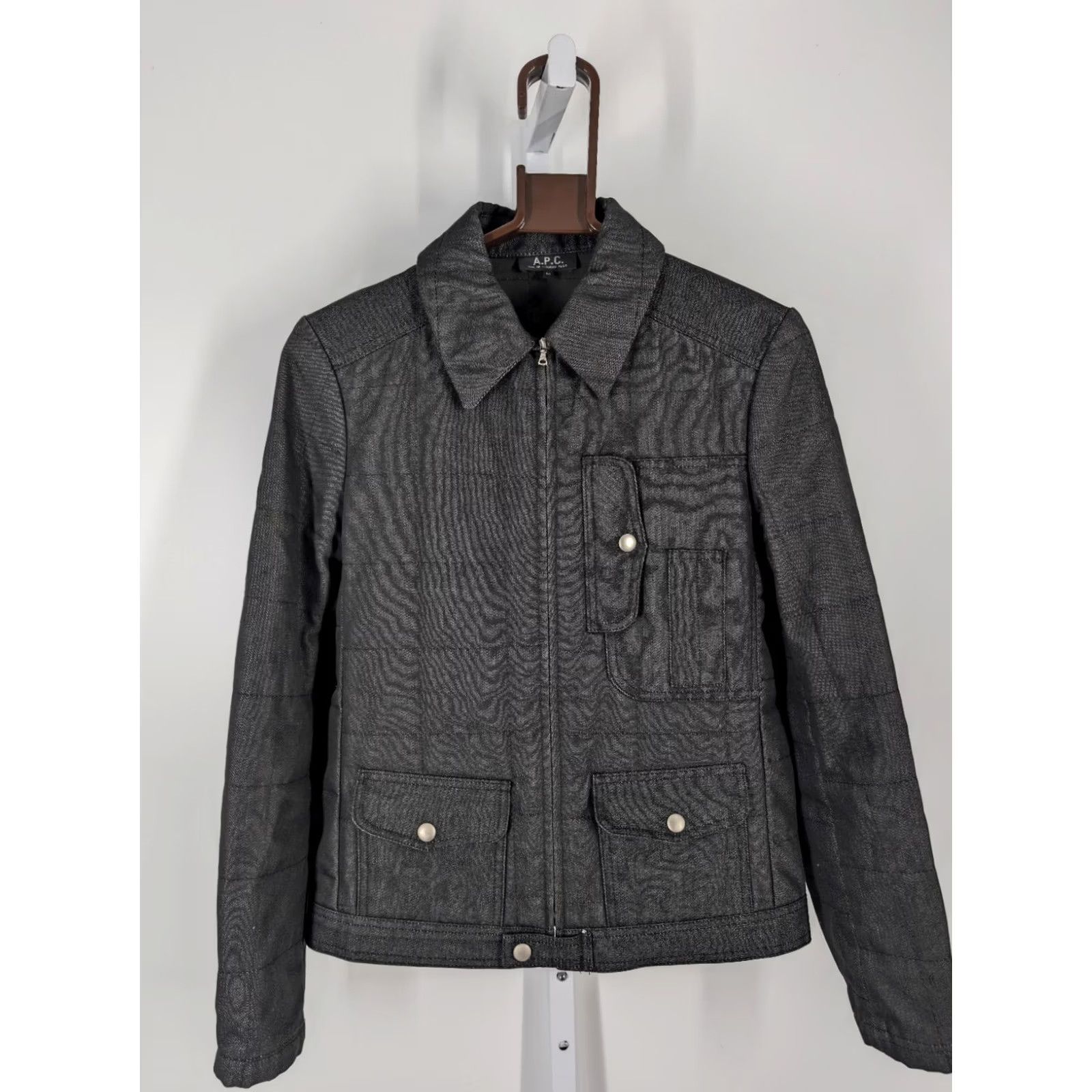 Denime VINTAGE APC Trucker Jacket Women M Indigo Denim Quilted Riri Zip France Size M / US 6-8 / IT 42-44 - 2 Thumbnail