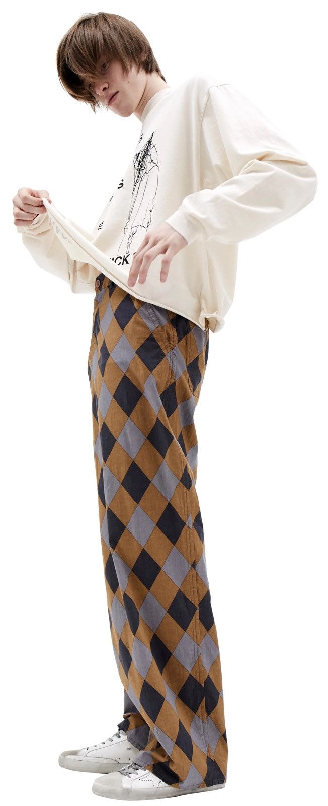 Undercover UNDERCOVER WIDE LEG DIAMOND PRINT TROUSERS Size US 34 / EU 50 - 1 Thumbnail