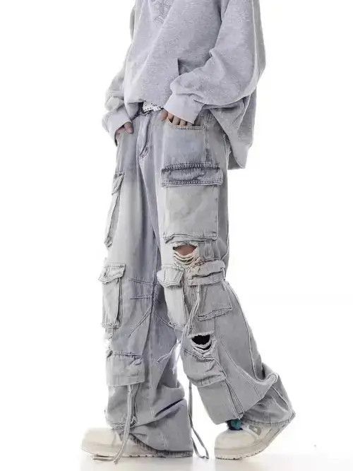 Japanese Brand VIBE Street hip hop grunge ripped wide leg jeans Size US 32 / EU 48 - 1 Thumbnail