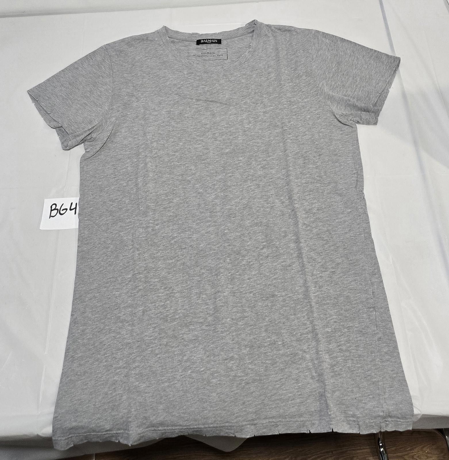 Balmain Balmain Paris Grey Distressed Cotton Tee - Size L Size US M / EU 48-50 / 2 - 1 Thumbnail