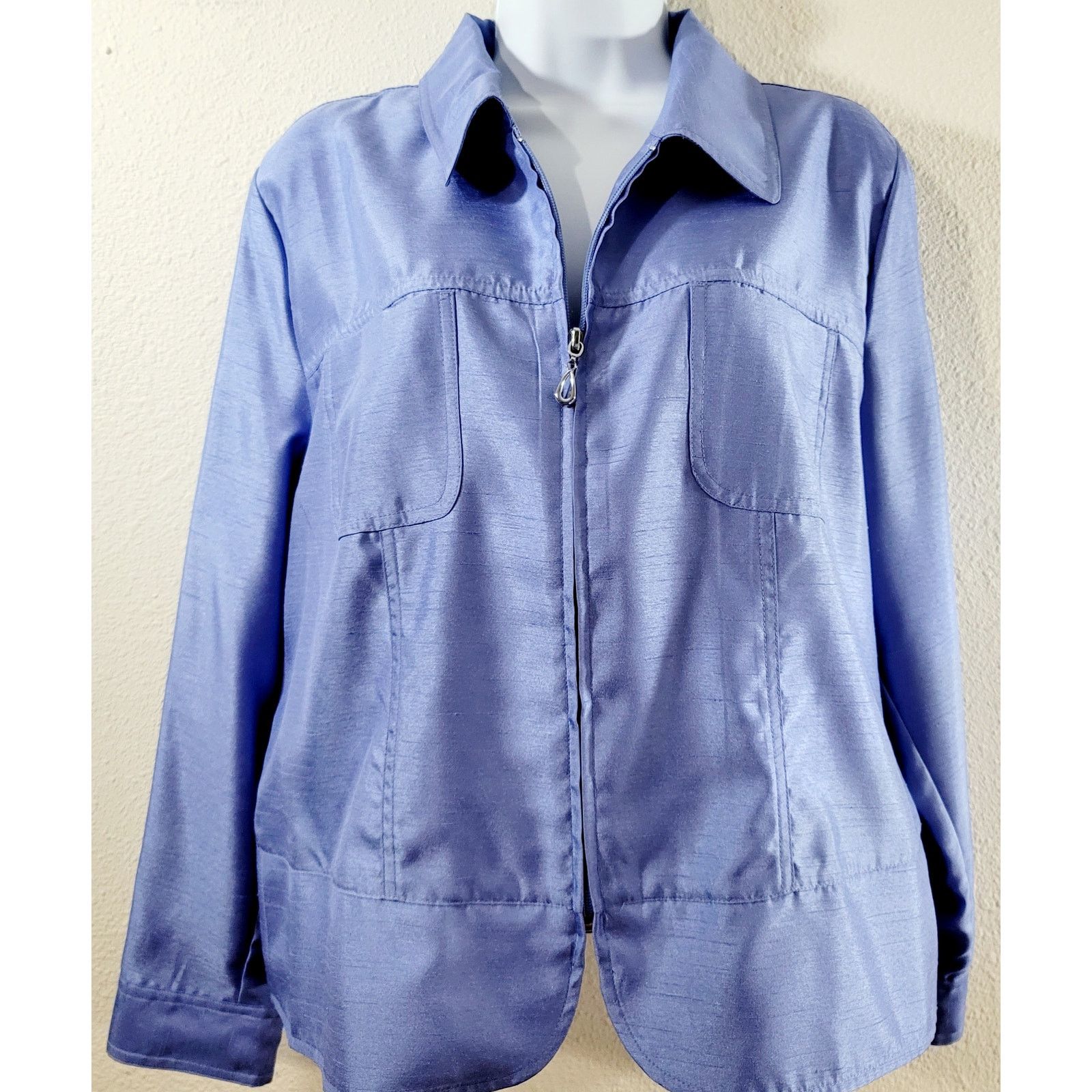 Other Draper's & Damon's Periwinkle Blue Purple Full Zip Blazer PL Size L / US 10 / IT 46 - 7 Thumbnail