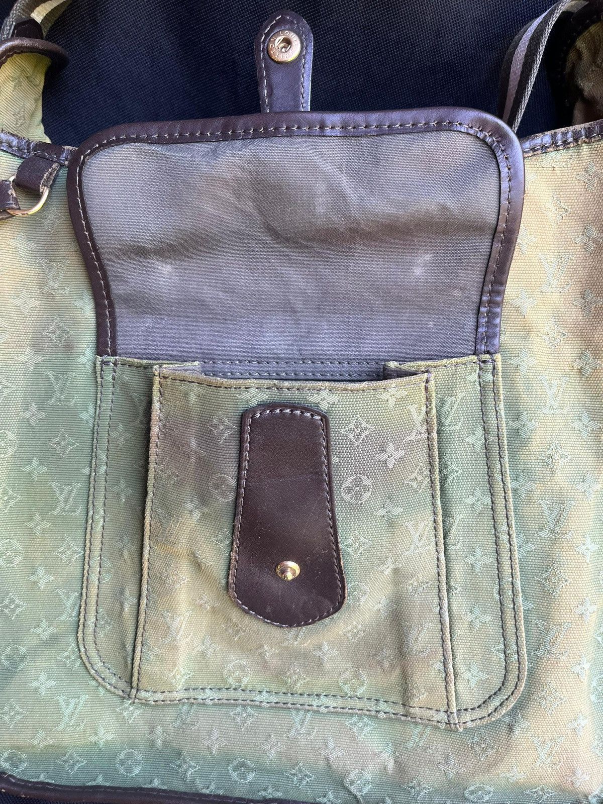 Louis Vuitton Auth LOUIS VUITTON Green Monogram Mini Lin Mary Kate Besace Size ONE SIZE - 12 Thumbnail