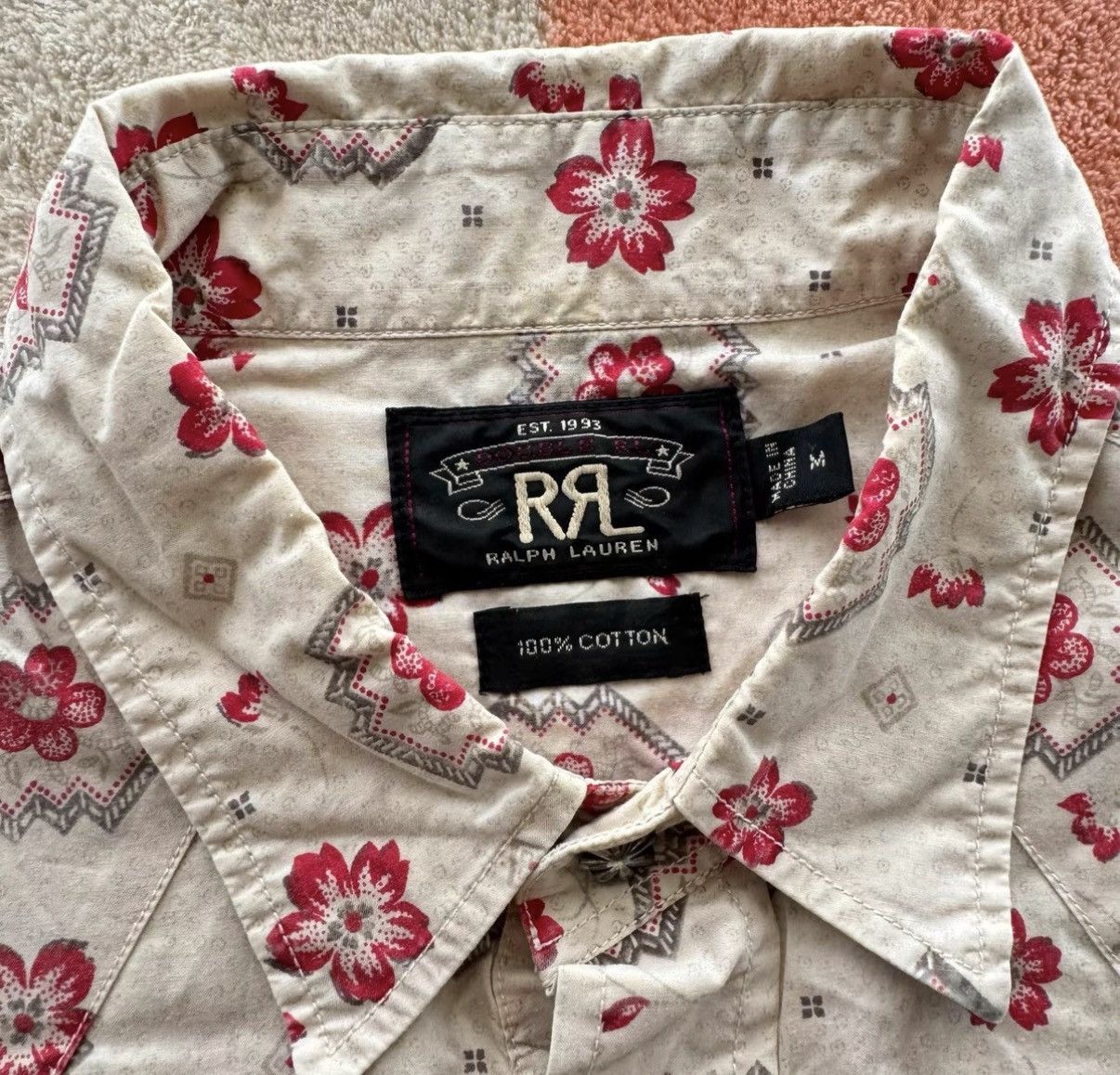 RRL Ralph Lauren RRL Ralph Lauren Cherry Blossom Western Shirt K22 Size US M / EU 48-50 / 2 - 3 Thumbnail