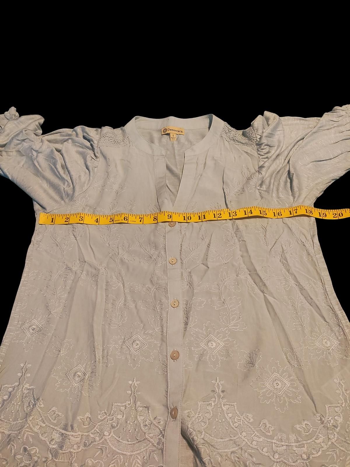 Designer Light Blue Embroidered Button-Up Women's Blouse by Democracy Size S / US 4 / IT 40 - 7 Thumbnail