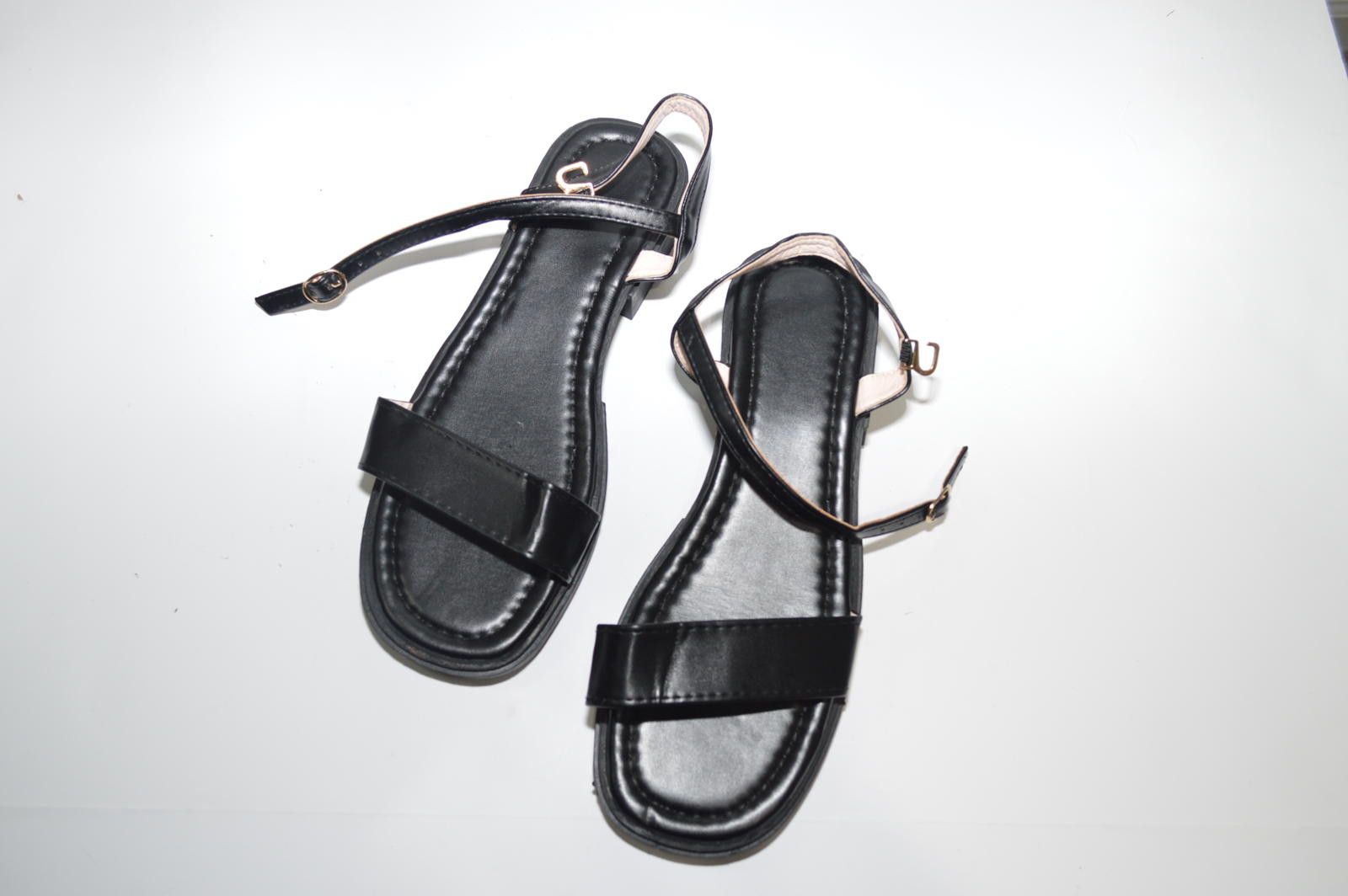 Designer Black Strappy Sandals with Cross-Strap Design (Size 40) Size ONE SIZE - 2 Thumbnail