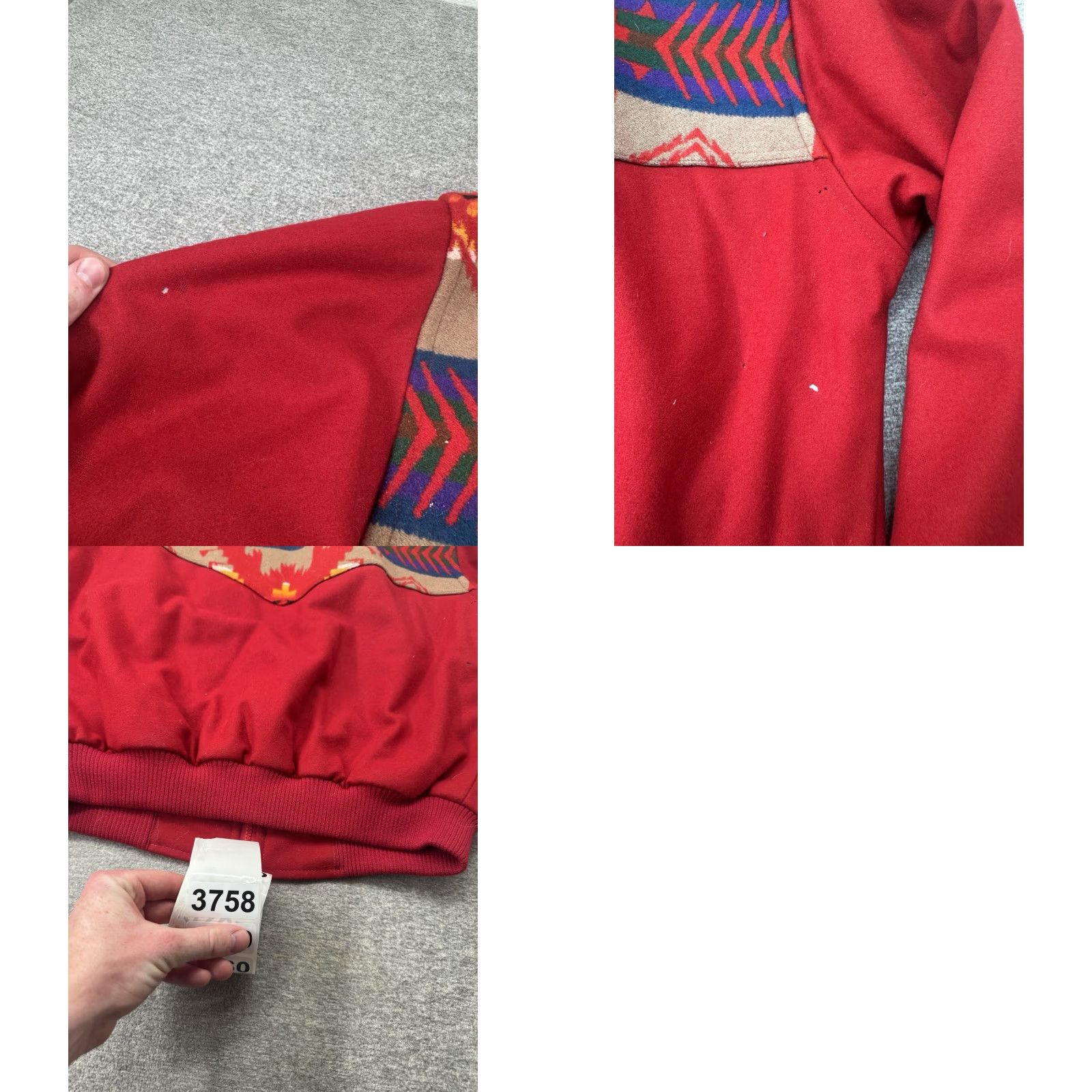 Pendleton VINTAGE Pendleton Jacket Mens M Red Wool Aztec Navajo High Grade Western USA Bomber Jacket Full Zip Pockets 90s Tribal USA Mens Size US M / EU 48-50 / 2 - 9 Thumbnail