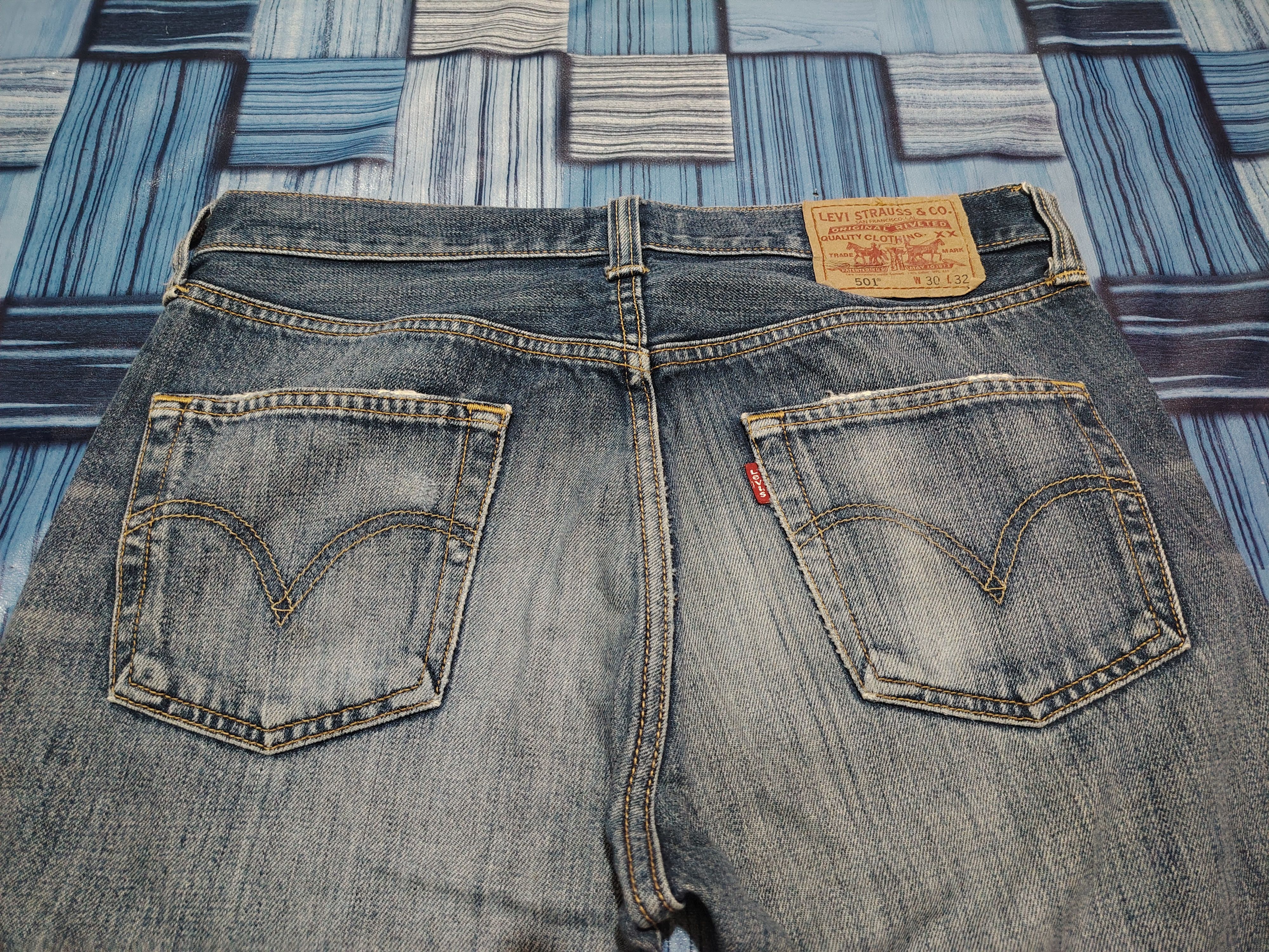 Levi's ⚡️Ripped⚡️Vintage Levi’s 501 Blue Washed Distressed Jeans Size US 32 / EU 48 - 15 Thumbnail