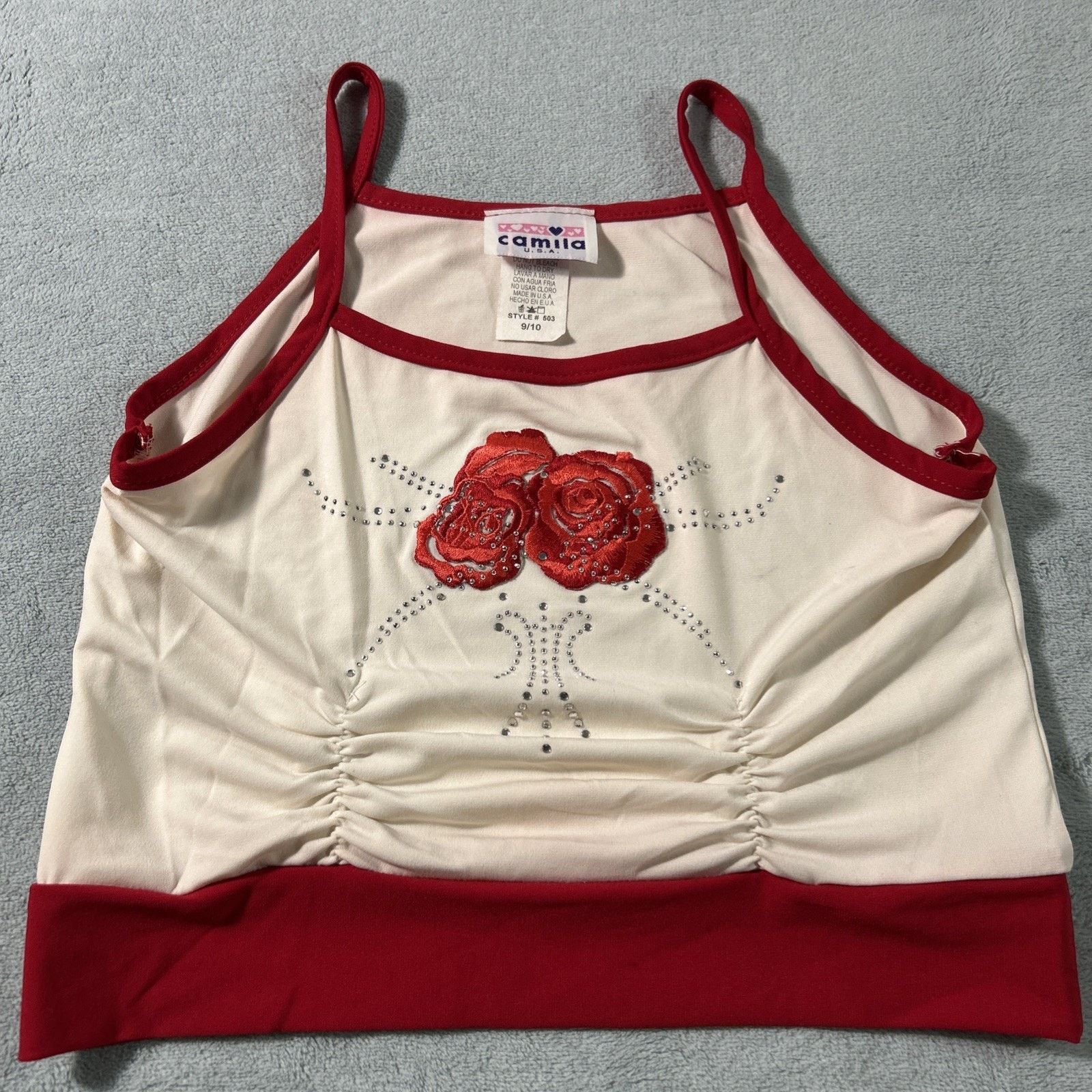 Lululemon Vintage Paper Tag String Tank Top Girls 9 Roses Rhinestones Size L / US 10 / IT 46 - 1 Thumbnail