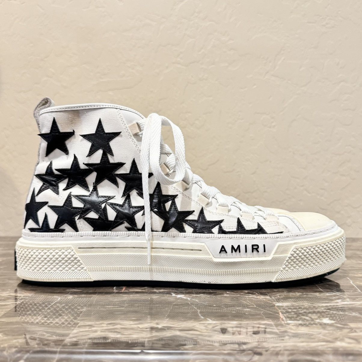 Amiri Amiri Stars Court Hi Star Patch High Top Sneakers Size US 13 / EU 46 - 6 Thumbnail