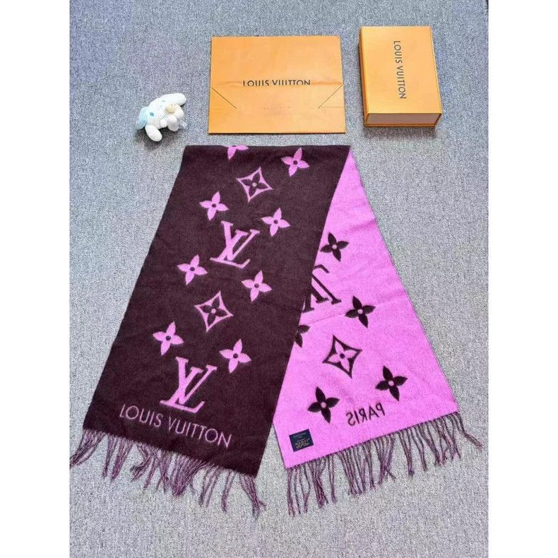 Louis Vuitton LOUIS VUITTON Pink chestnut purple presbyopic logo cashmere Size ONE SIZE - 1 Thumbnail