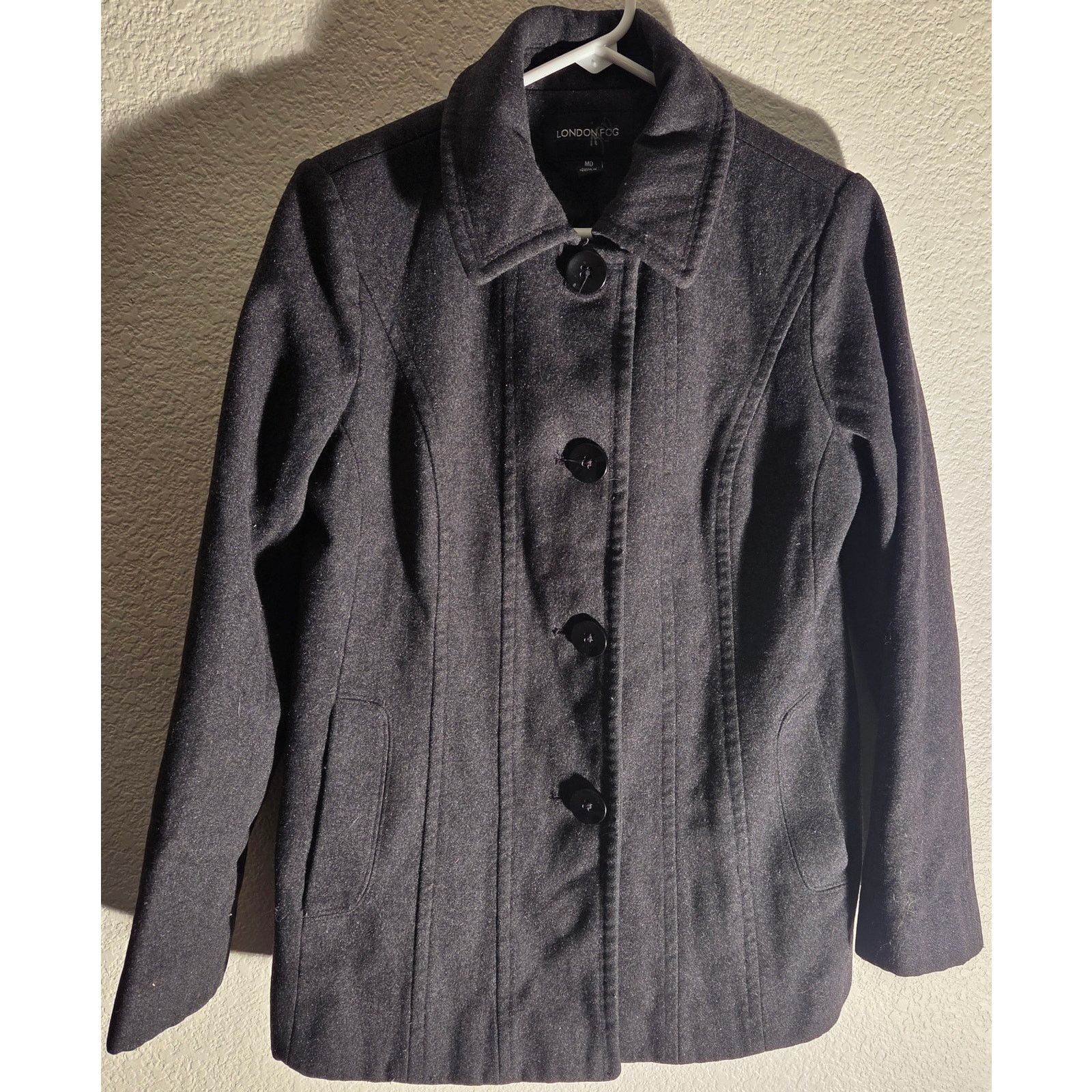 London Fog London Fog Women's Wool Blend Pea Coat - Dark Grey - M Size M / US 6-8 / IT 42-44 - 2 Thumbnail
