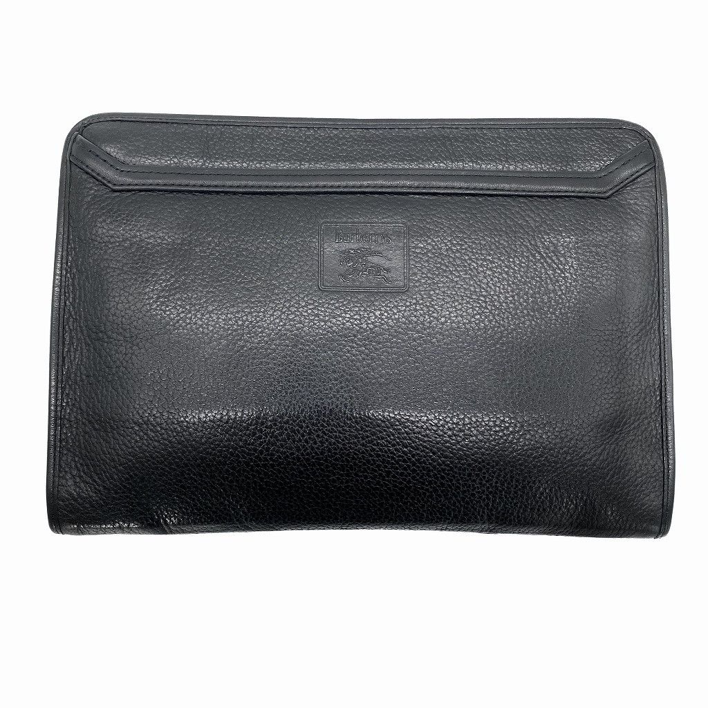 Vintage Burberrys Leather Clutch Bag Black
