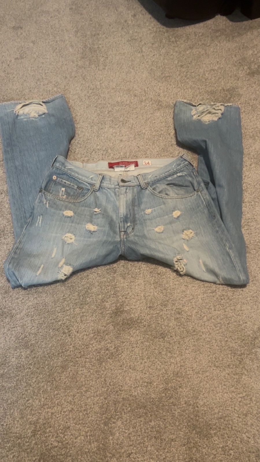 Other Vintage Distressed Ripped Jeans Size US 34 / EU 50 - 4 Thumbnail