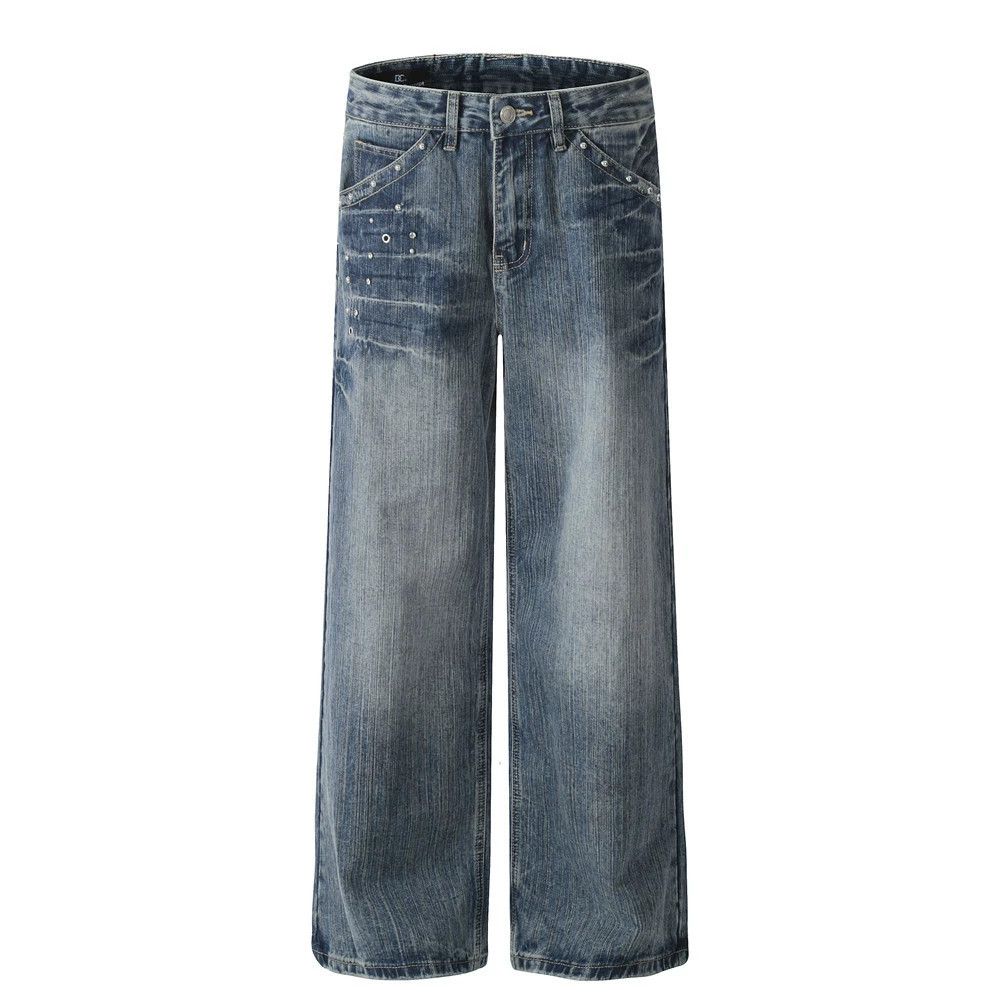 Japanese Brand × Jean American high street straight loose rivet washed jeans Size US 32 / EU 48 - 1 Thumbnail