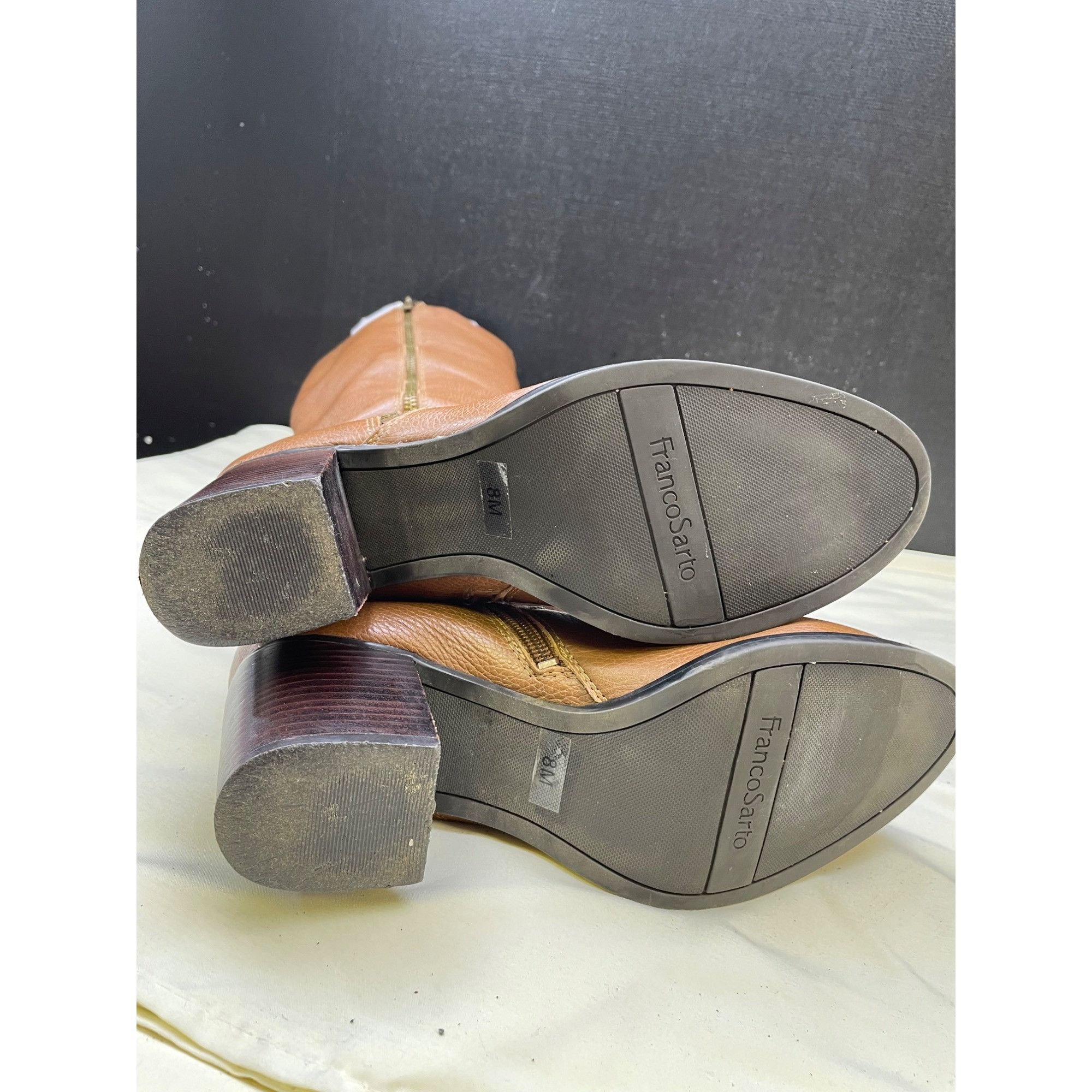 Franco Sarto Franco Sarto Womens Brown Pebbled Leather Heeled Boots Size Size US 8 / IT 38 - 5 Thumbnail