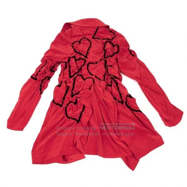 Comme des Garcons Comme Des Garcons Red Retro Heart Design Velvet Jacket Size S / US 4 / IT 40 - 4 Thumbnail
