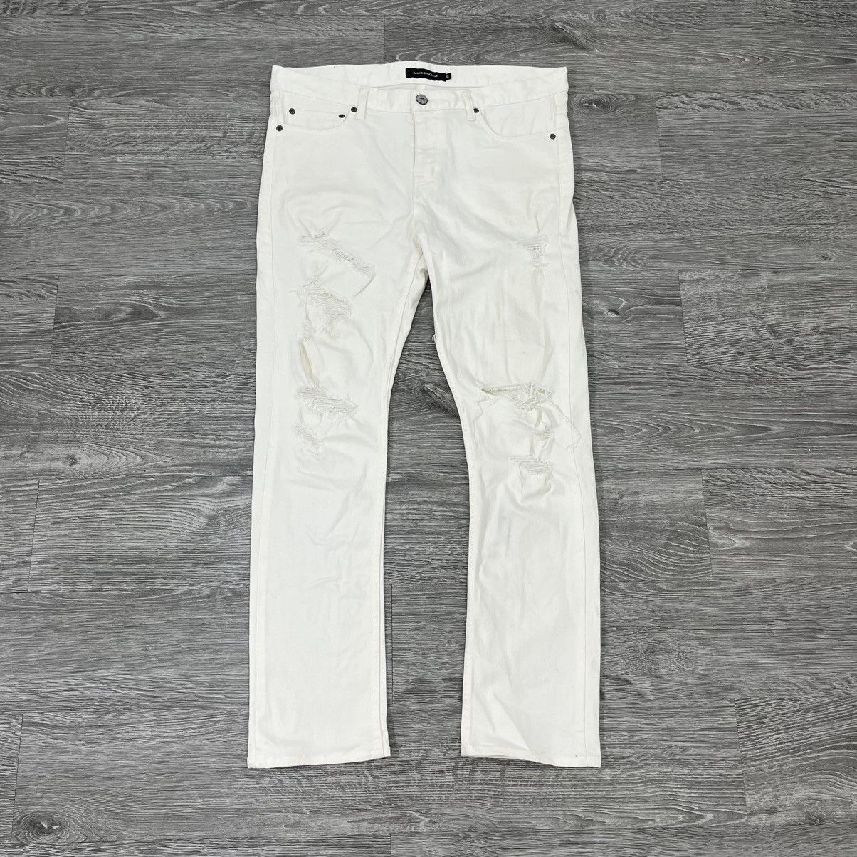 JACKROSE 2000's Jackrose Ripped White Denim Pant Stretch Lgb Style Size US 35 - 1 Thumbnail