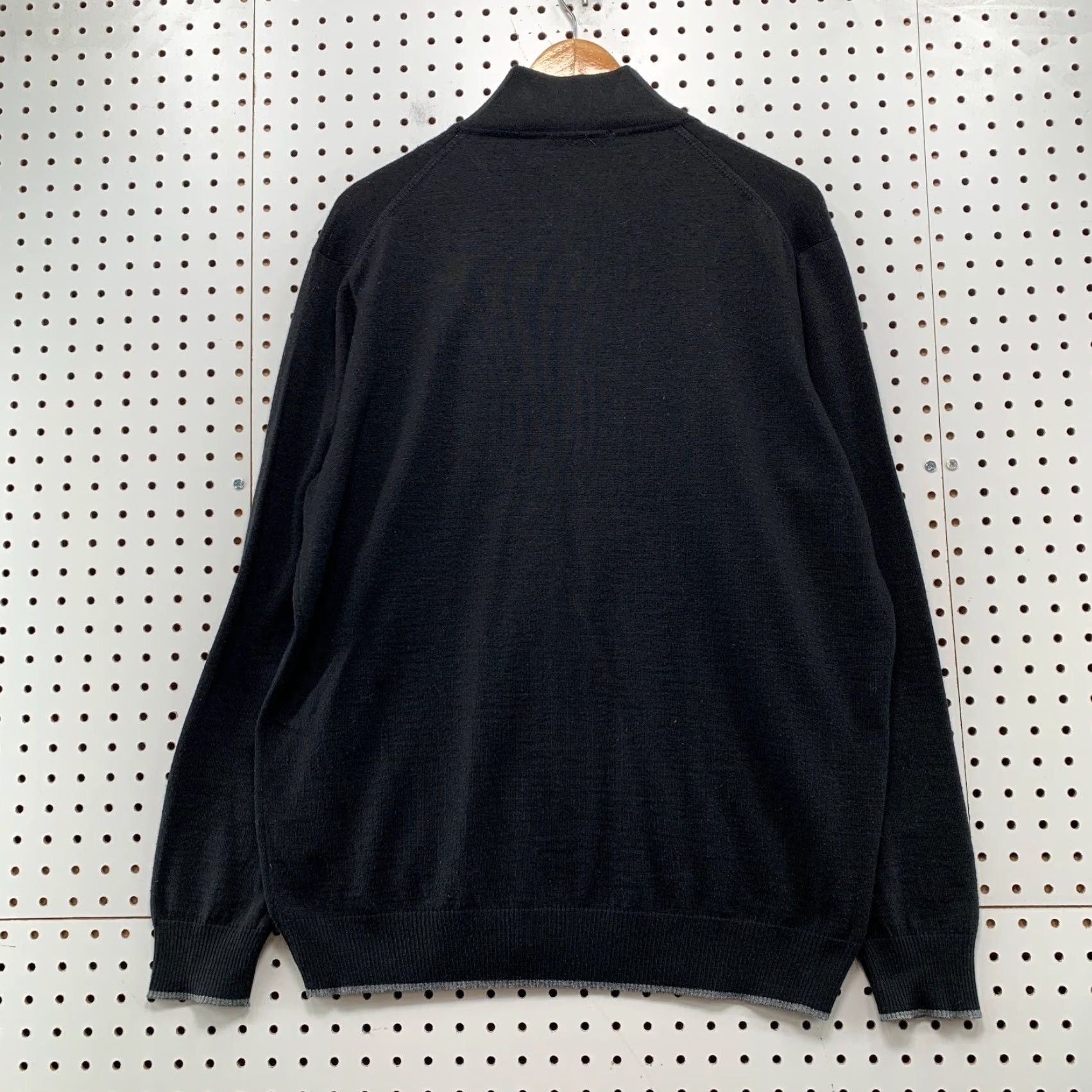 Vintage Gianni Marcelo Merino Wool Sweater Cardigan Mens Large Black Gray Layered Zip Shirt (note: ensure single category word) Size US L / EU 52-54 / 3 - 3 Thumbnail