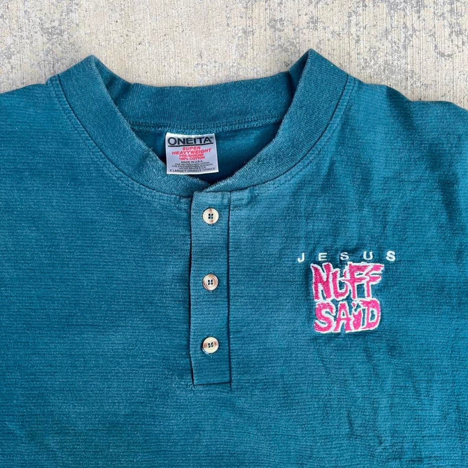 Other Jesus Nuff Said Oneita Rare 00’s Super Heavyweight Hanley Size US XL / EU 56 / 4 - 2 Thumbnail