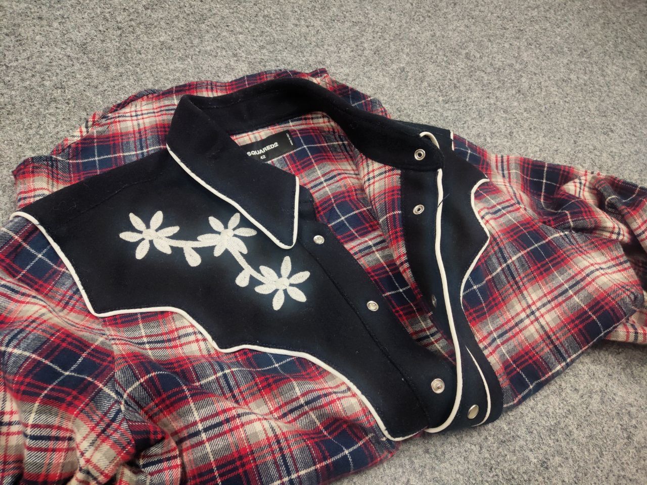 Dsquared2 Dsquared2 Brushed Cotton Flannel Western Button Shirt In Red Size US S / EU 44-46 / 1 - 13 Thumbnail