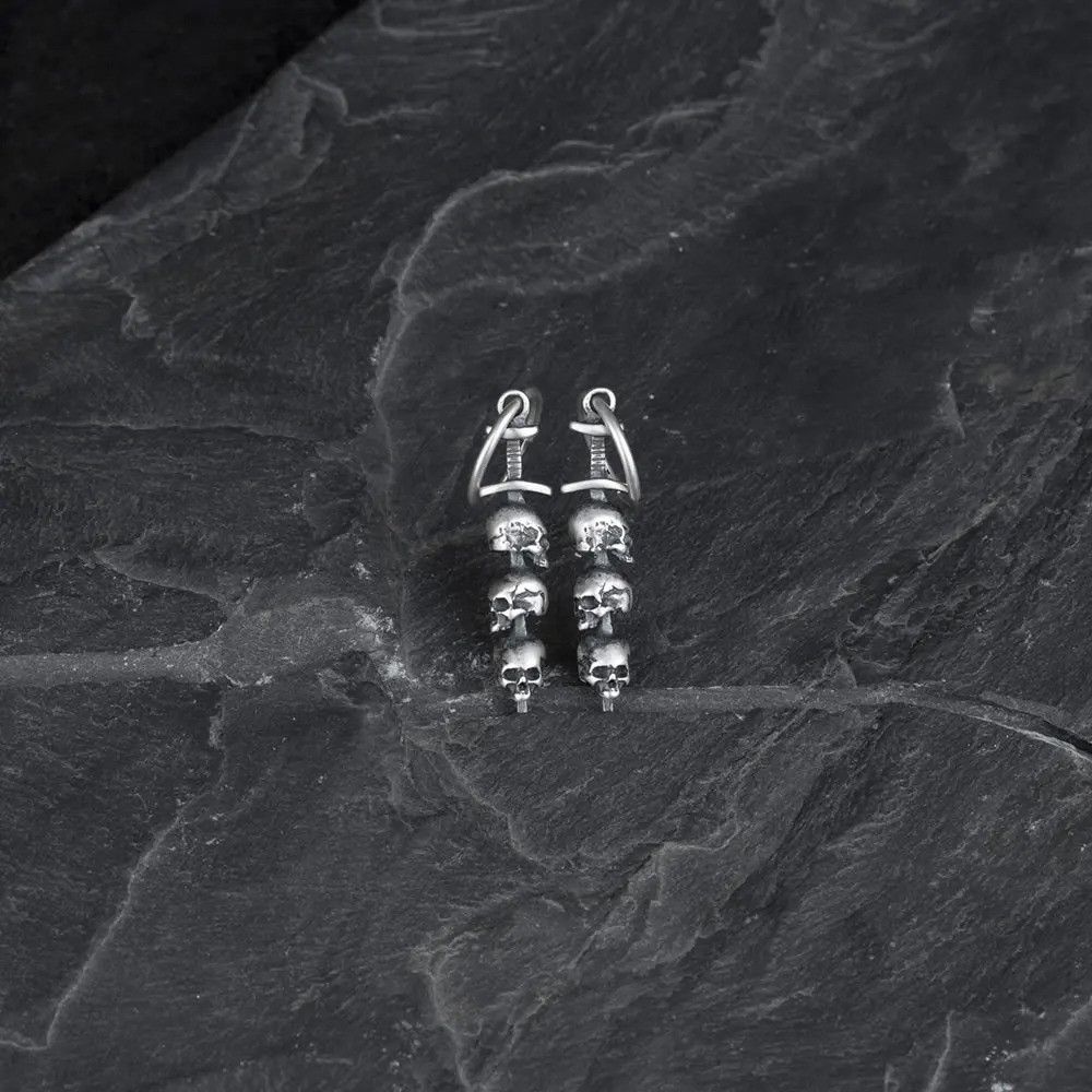 Jewelry Sword Piercing Skull Drop Earrings Charms 925 Sterling Gift Size ONE SIZE - 1 Thumbnail
