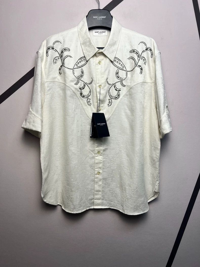 Saint Laurent Paris Saint Laurent Paris White embroidered shirt-2506 Size US S / EU 44-46 / 1 - 1 Thumbnail