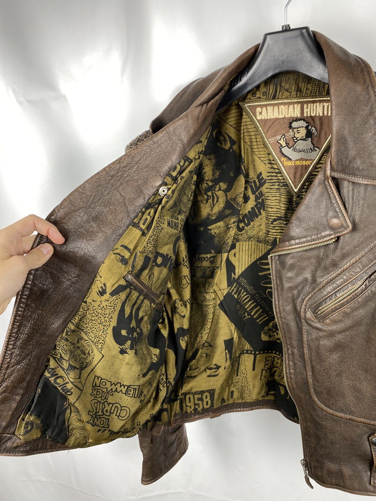 Leather Canadian Hunter By Max Moser Biker Jacket Genuine Leather 52 Size US L / EU 52-54 / 3 - 12 Thumbnail