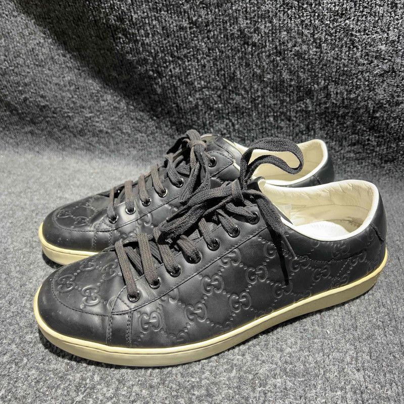 Gucci Gucci Brooklyn Black Leather Low-Top Sneakers Size US 9 / EU 42 - 1 Thumbnail