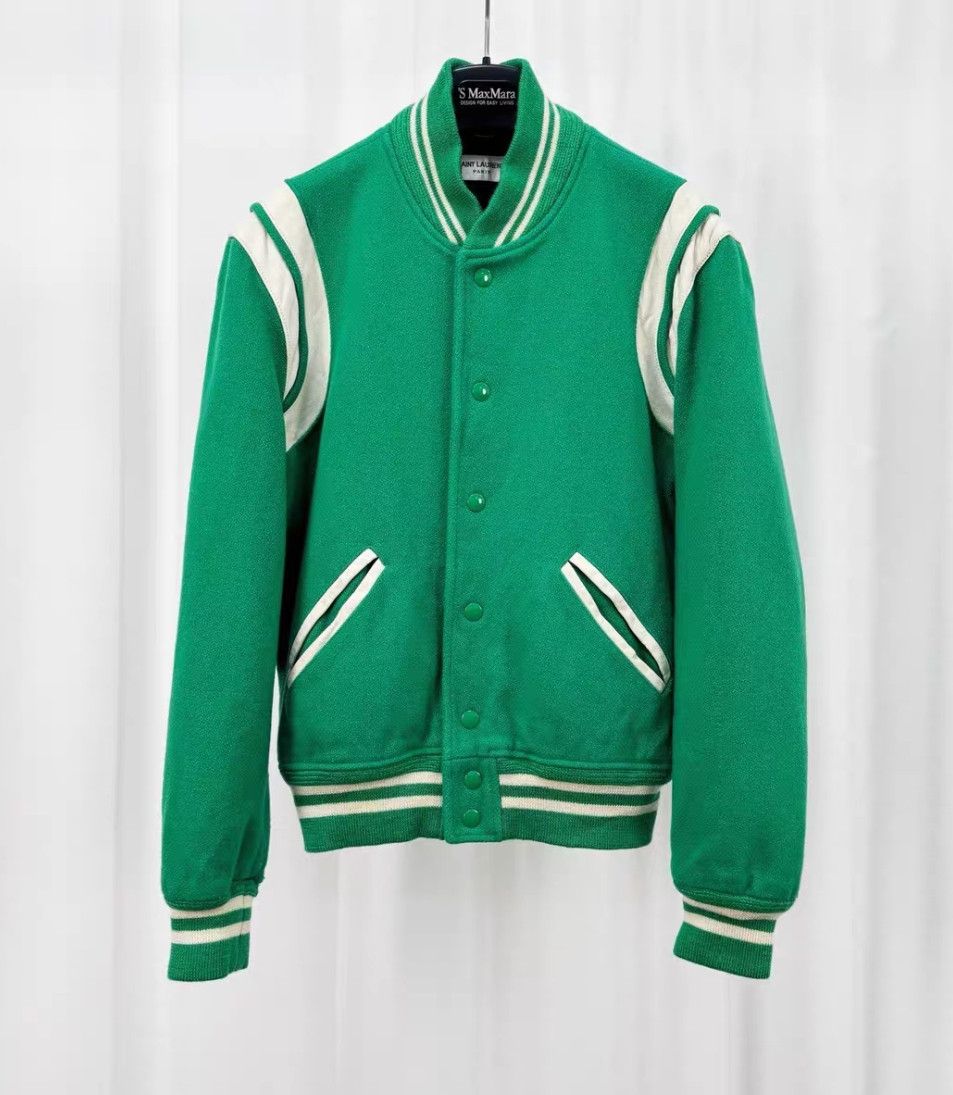 Yves Saint Laurent saint laurent17SS green and white Teddy jacket 2503-Nextarr Size US S / EU 44-46 / 1 - 1 Thumbnail